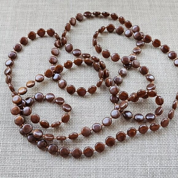 Women Necklace Brown Plastic Beads Long Necklace Fashion Jewelry Unbranded - Picture 5 of 11